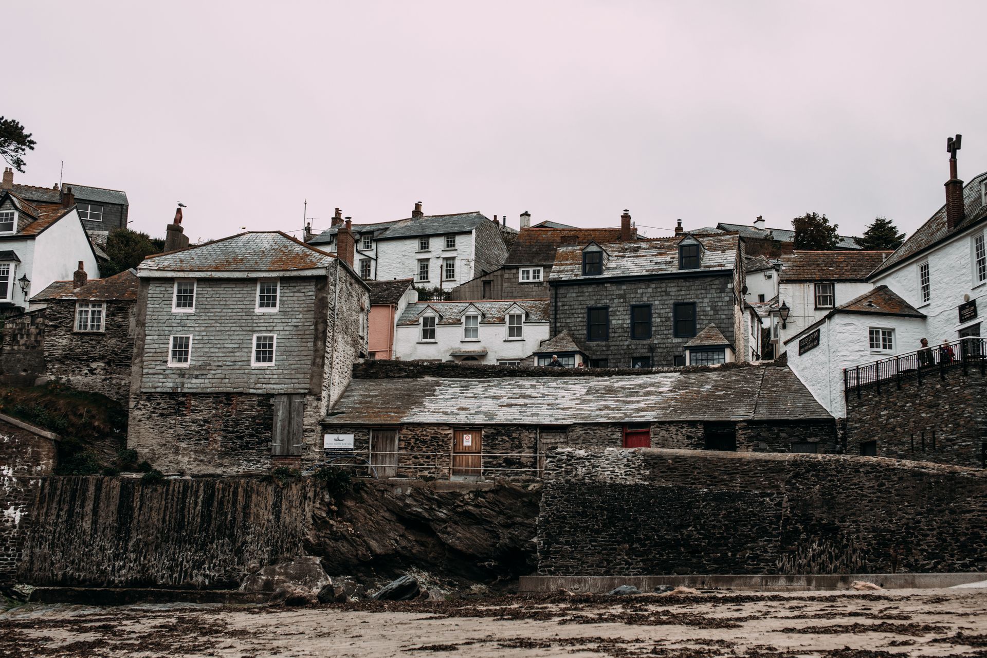 Old houses with shabby walls