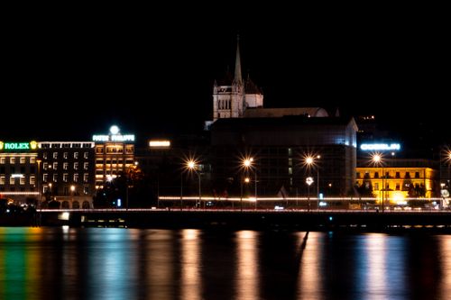 Free stock photo of city night, city reflection, reflection Stock Photo