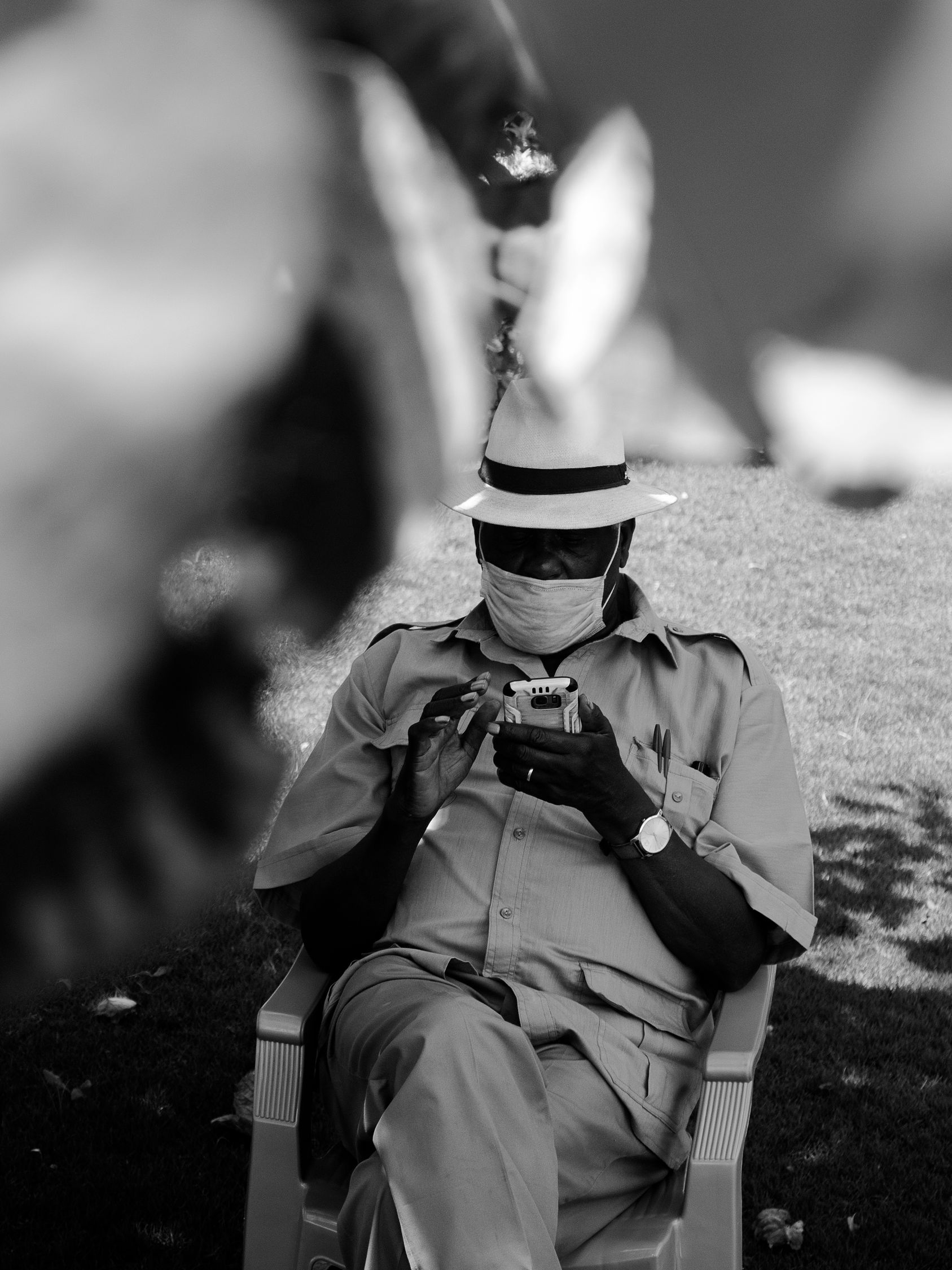 Anonymous Black Mature Man Using Smartphone In Park On Sunny Day Free Anonymous Black Mature Man Using Smartphone In Park On Sunny Day Free