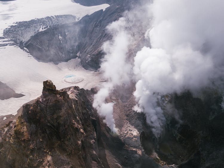 Volcano Crater With Lake