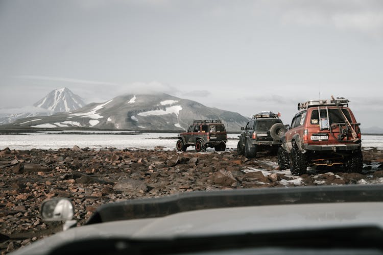 Jeeps Offroad In Mountains