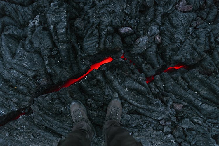 Lava In Crack In Rocks