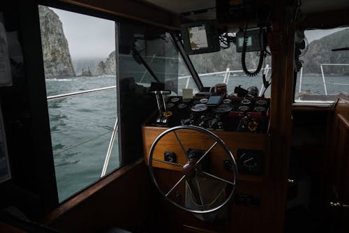 Steering Wheel on Motorboat