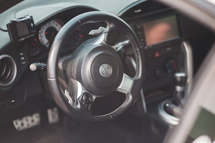 Steering Wheel In Modern Fancy Car