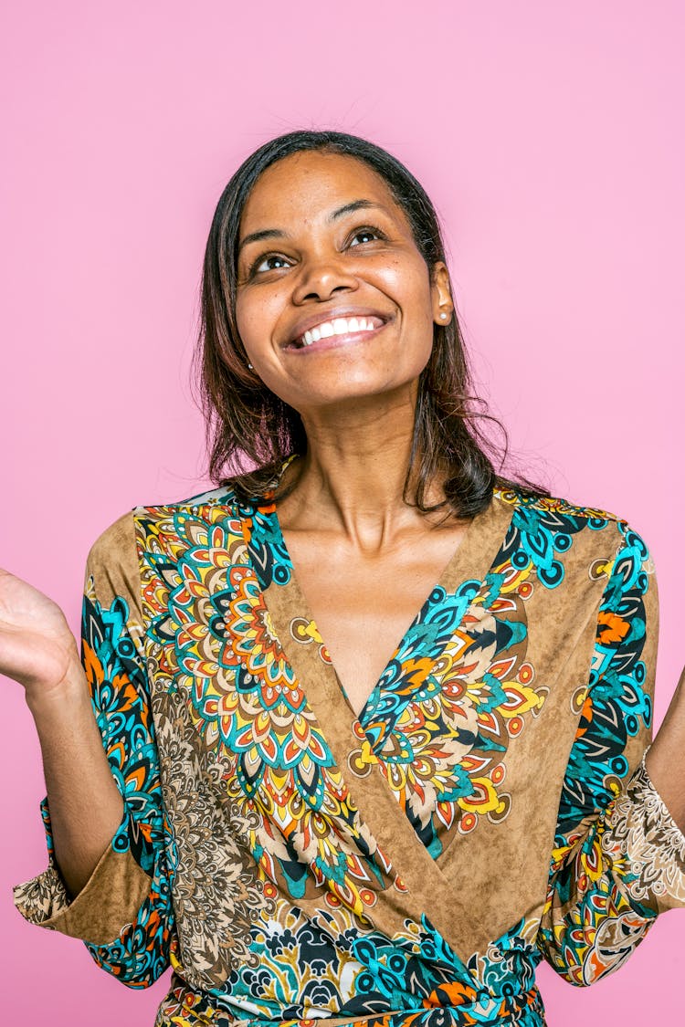 Mature Woman Smiling And Looking Up