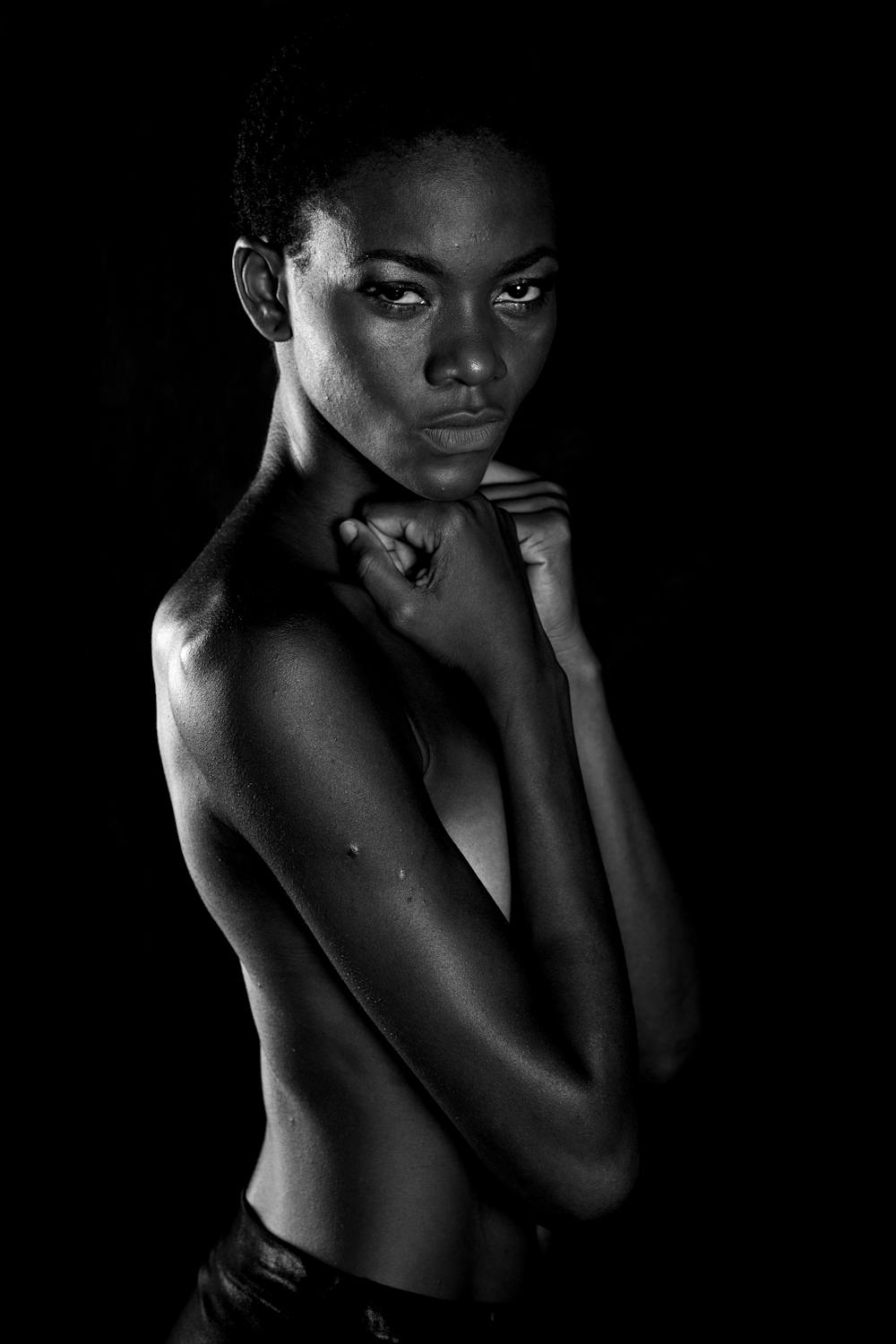 Grayscale Photography Of Topless Woman.
