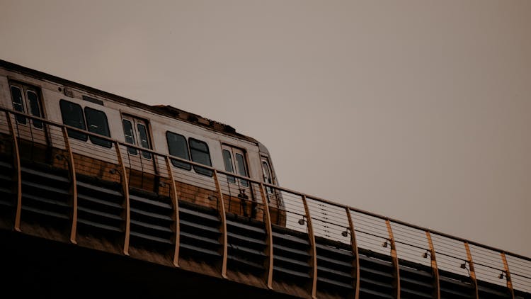 Train Going Over A Bridge