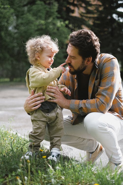 Free Father and Son Outside Stock Photo
