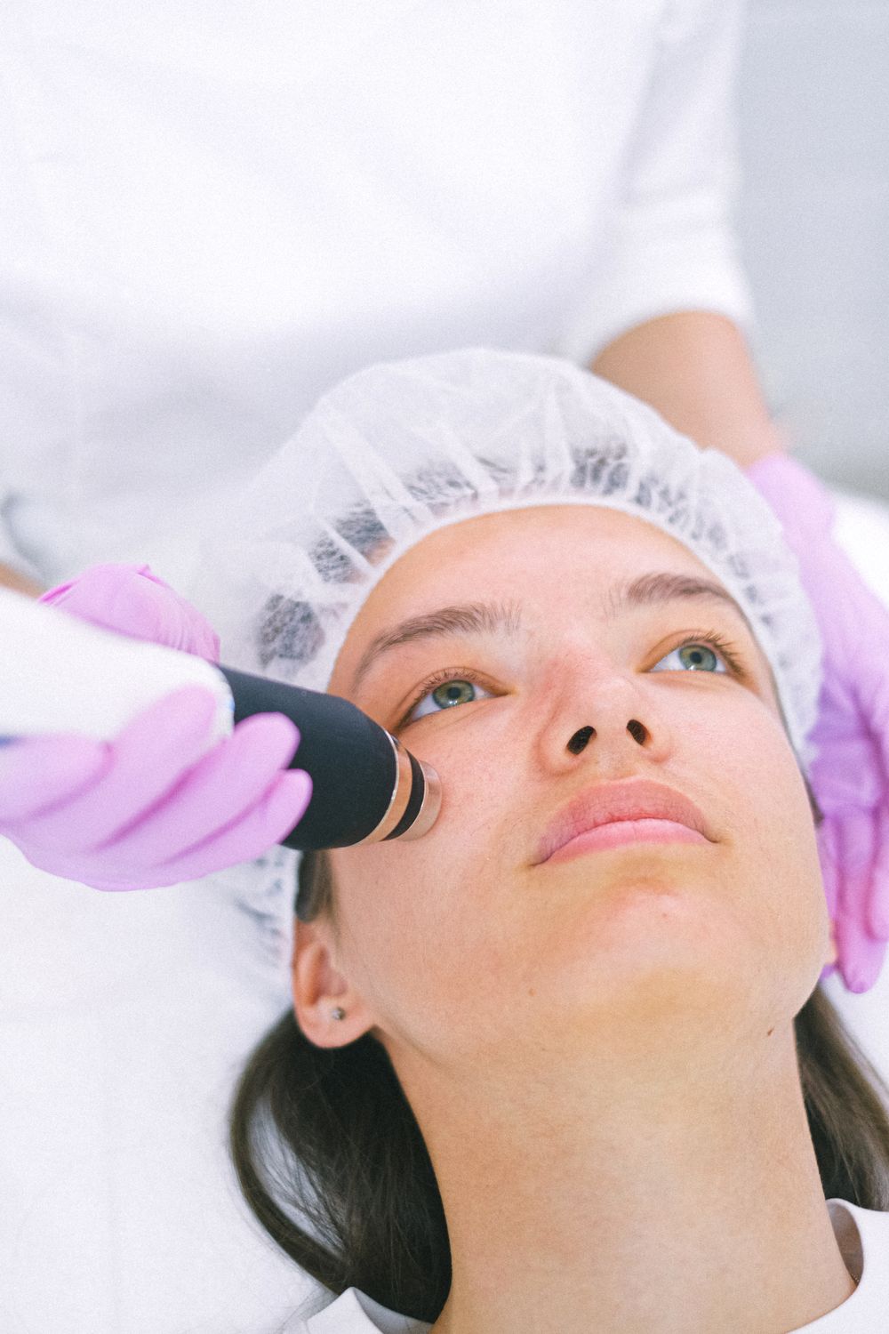 Close-up facial skin treatment for brighter complexion
