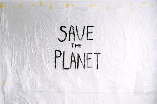 Save the Planet Text on Foil