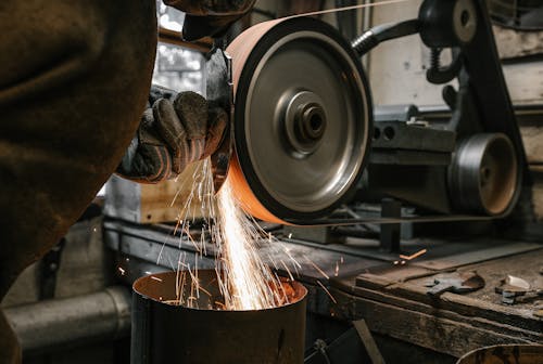 Man Grinding a Blade