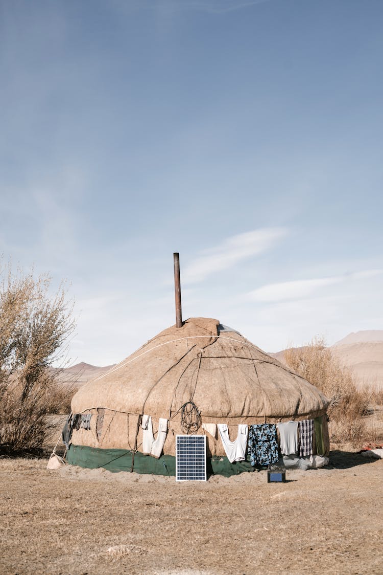 Traditional Hut With Sun Panels 