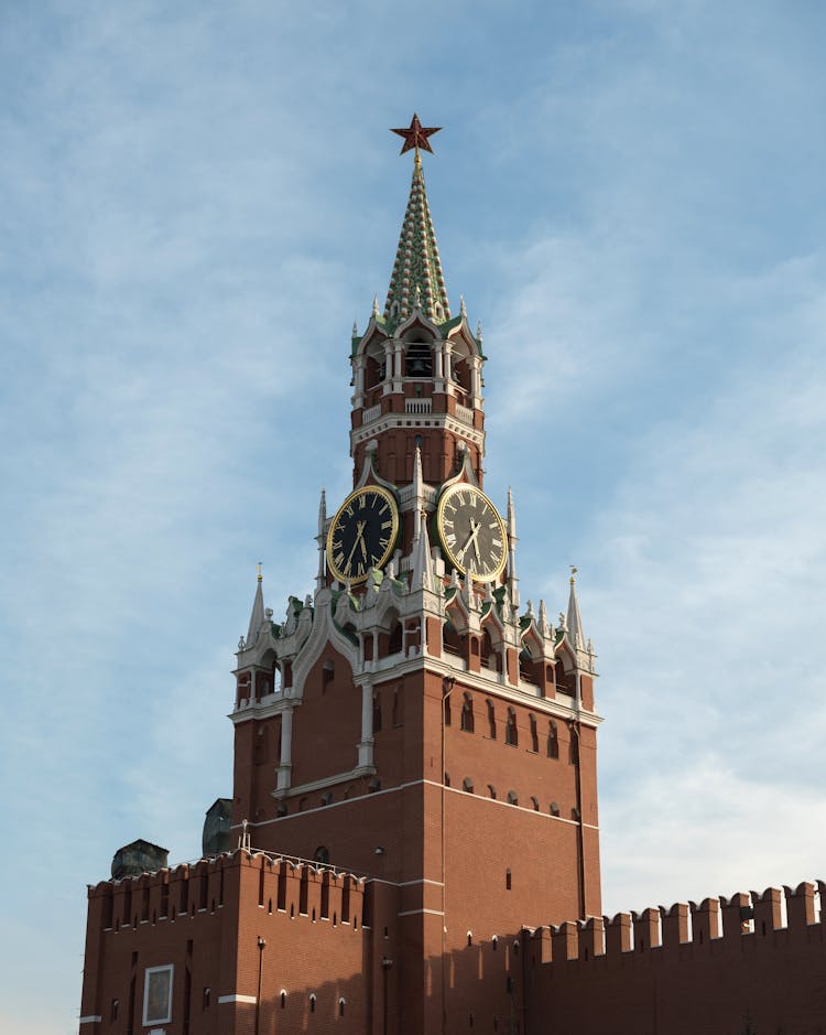 Clock Tower Of Kremlin Moscow Russia