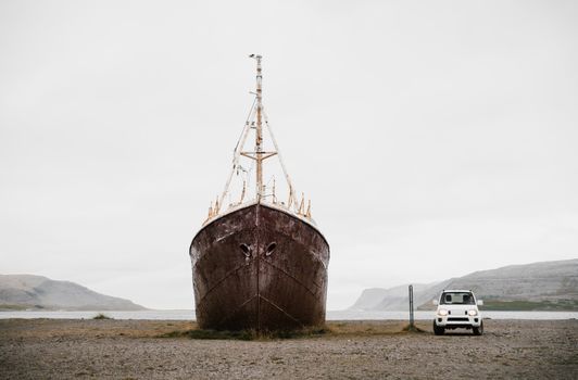 Grounded Ship and Car