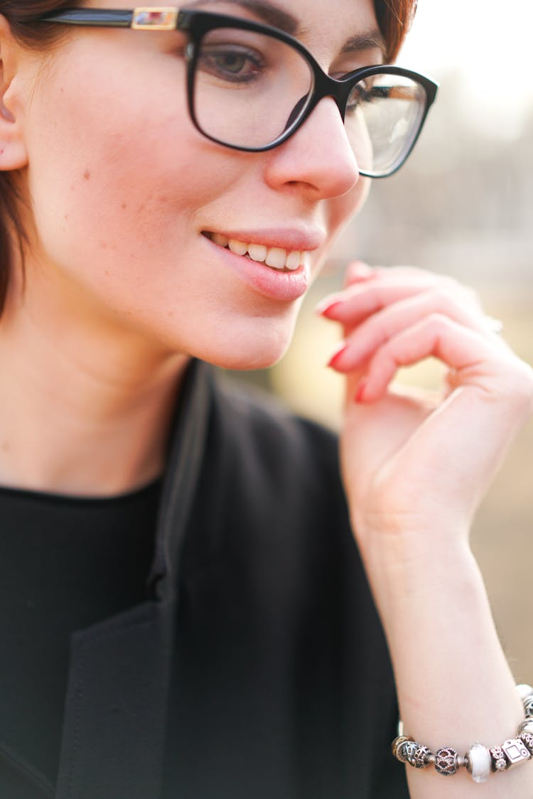 Woman In Glasses Smiling 