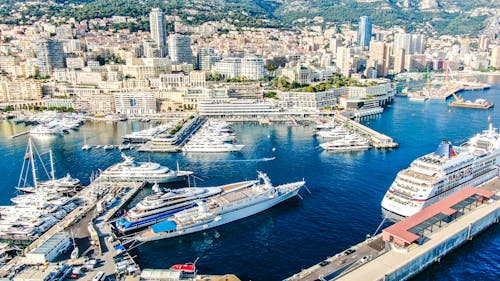 Aerial View of a Port Near City 