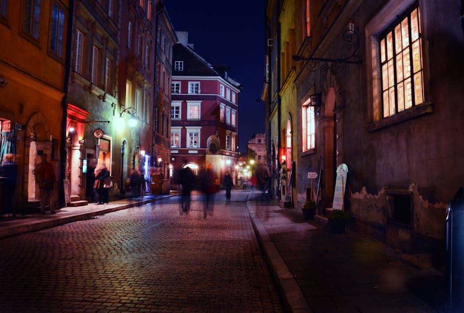 Kluczbork, Poland, night street