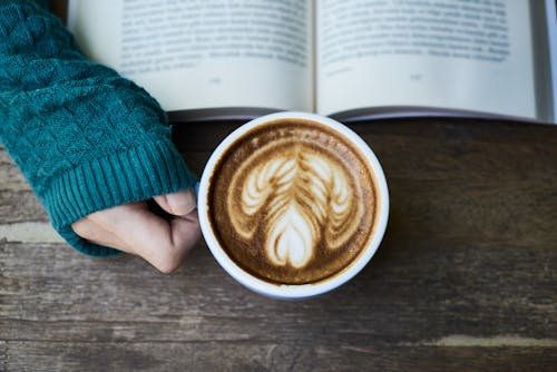 Free Cappuccino Served in Cup Stock Photo