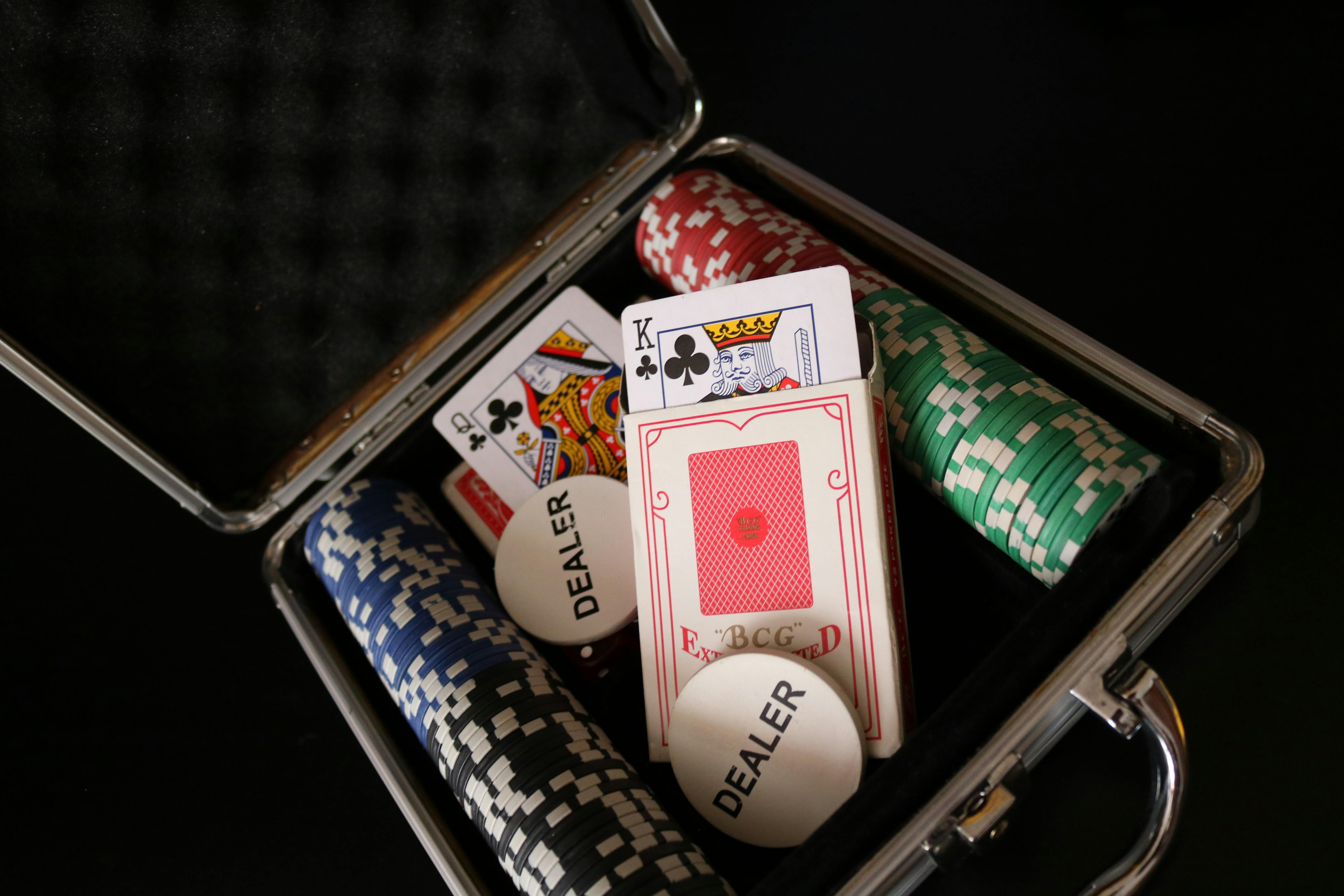 Free stock photo of game, poker cards, poker chips