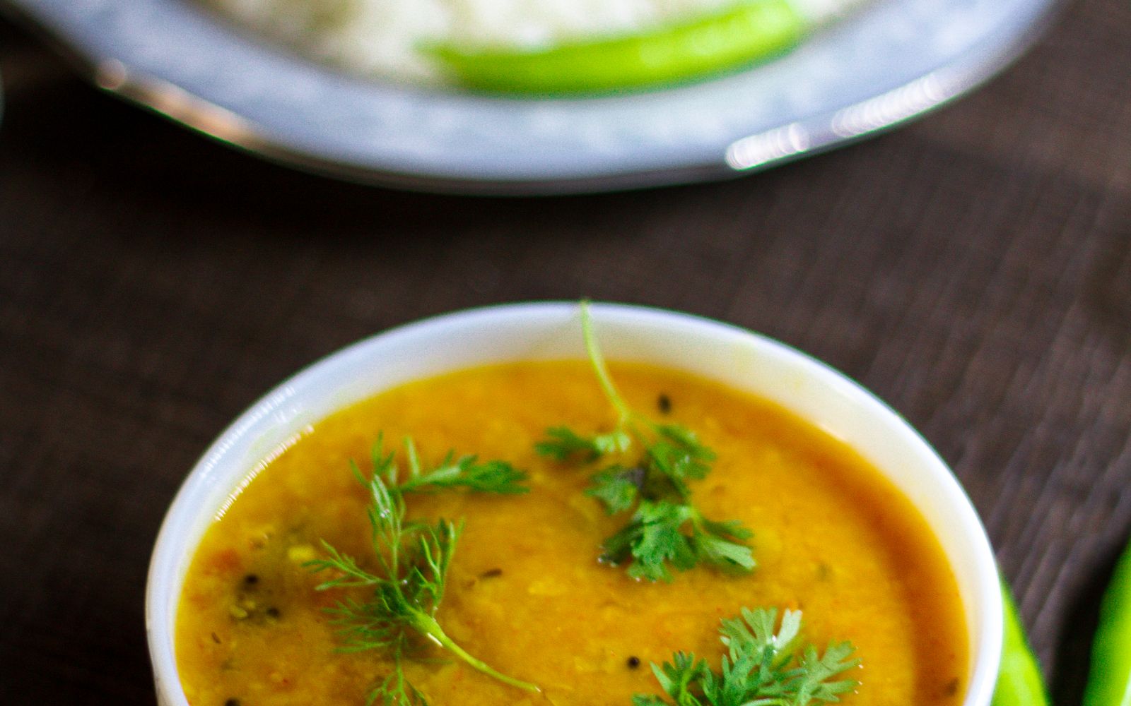 Foto de Dal de lentilha vermelha com arroz de cominho