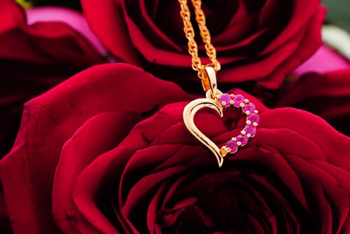 Free Elegant necklace with heart shaped pendant Stock Photo