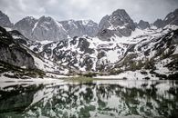 Snow Covered Mountain Near Lake