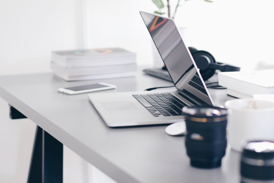 Gray Laptop on Table Top 