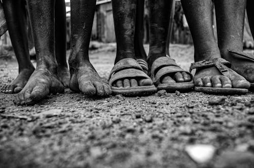 Free Black and White Photo of Bare Feet and Dust Stock Photo