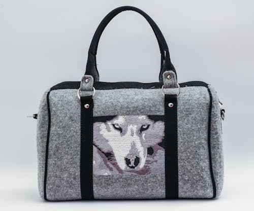 Gray and Black Wolf Graphic Handbag