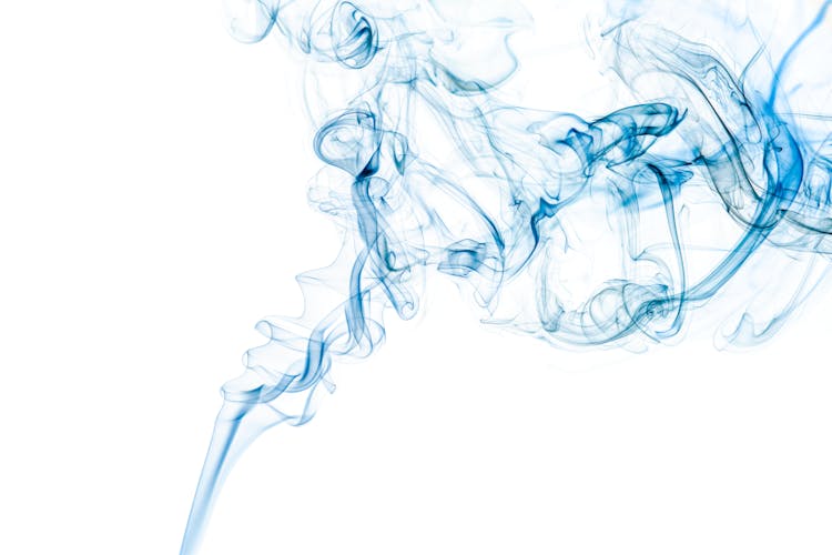 Bright Blue Wavy Smoke On White Background