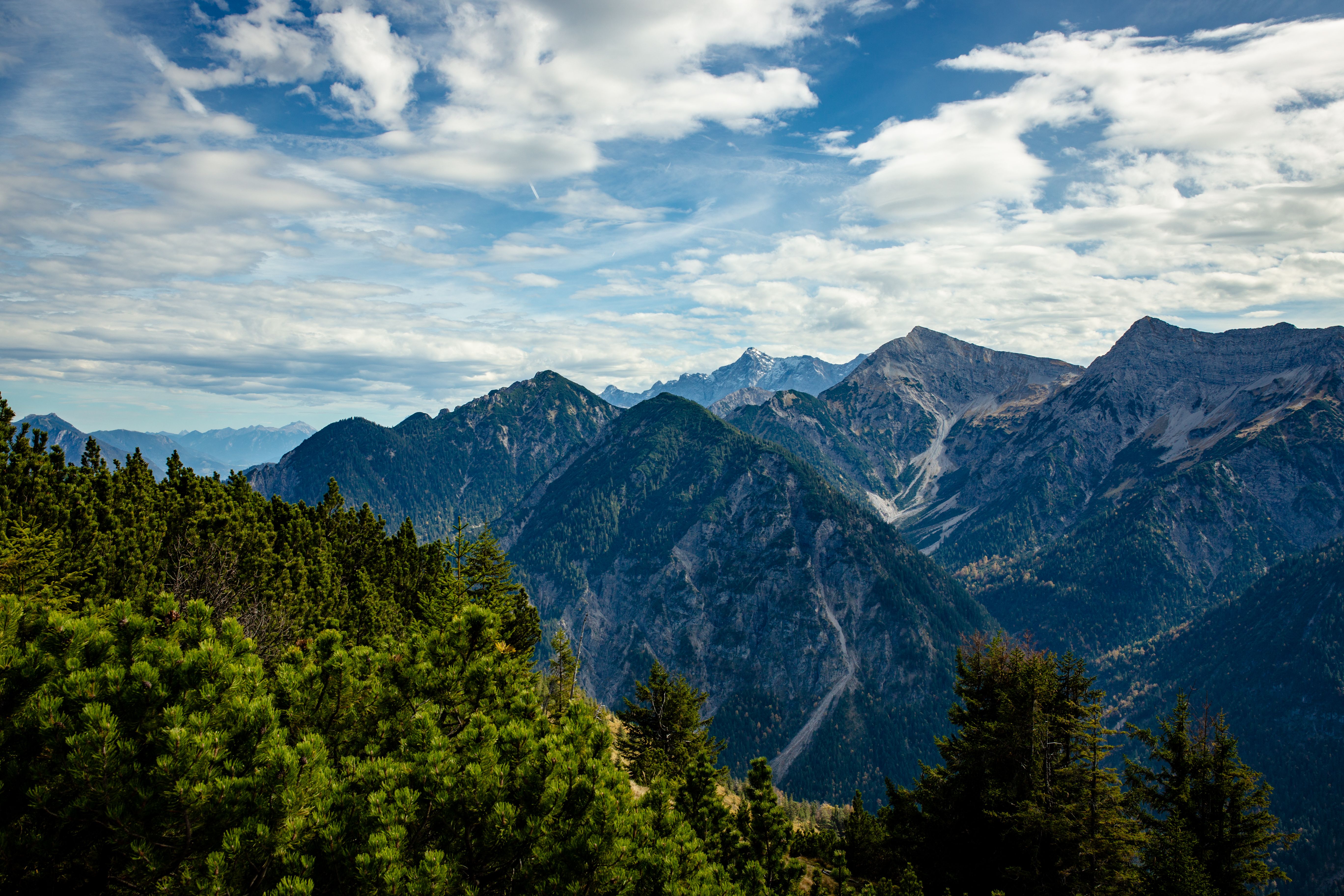 Green Trees and Mountains Under White Clouds and Blue Sky · Free Stock ...