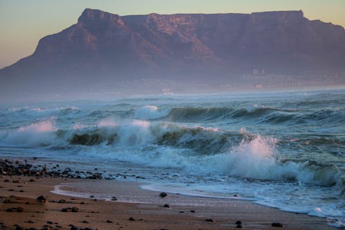 Big Ocean Waves Crashing on Shore