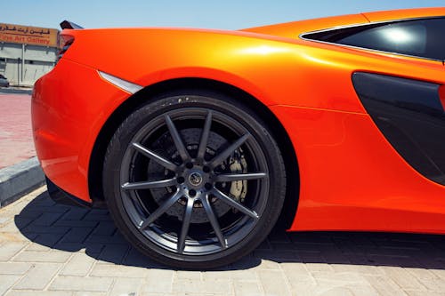 The Rear Wheel of a Sports Car