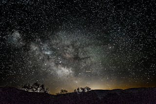 Milky way on dark night sky