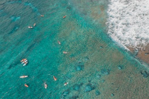 Aerial View of Green and White Water