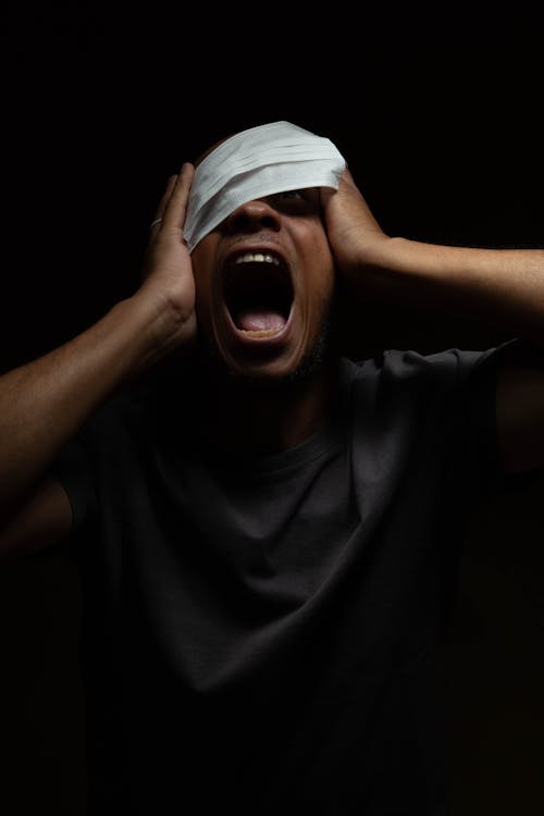 Screaming Man in Blindfold