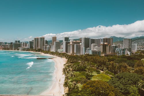 City Buildings Near Sea Under Blue Sky