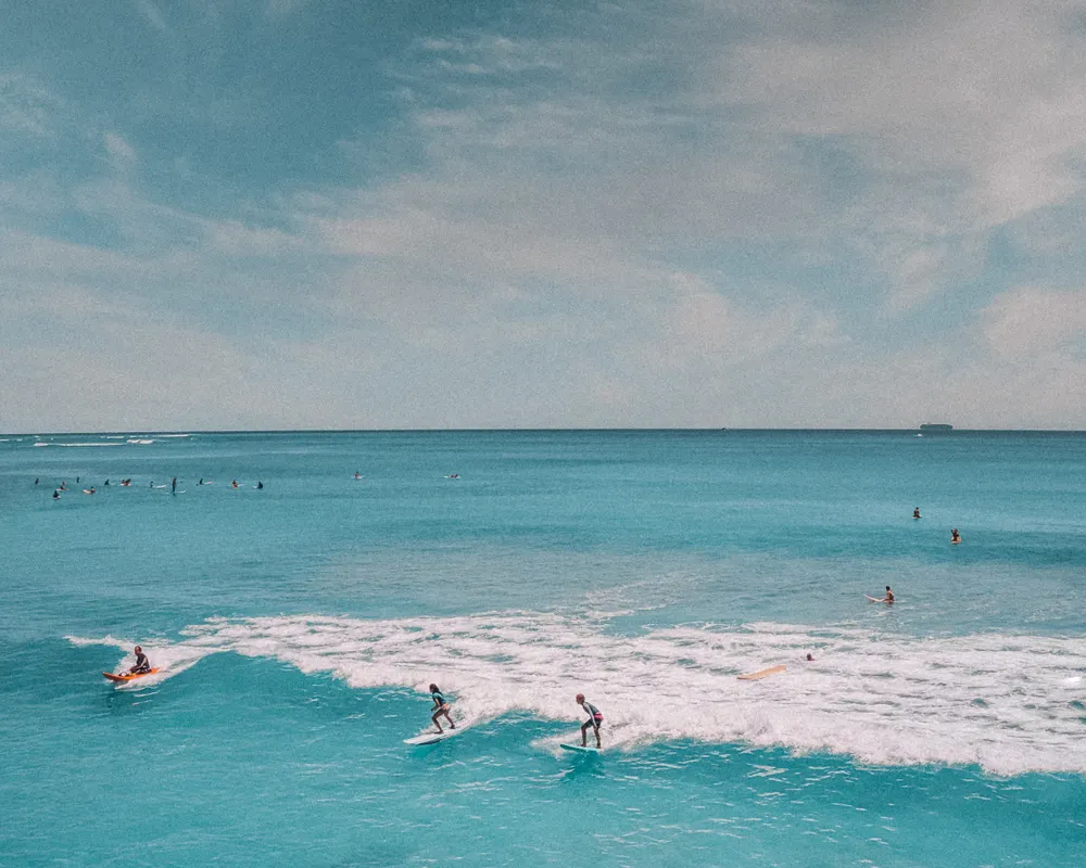 Big winter surf breaking on the North Shore of Oahu near Haleiwa