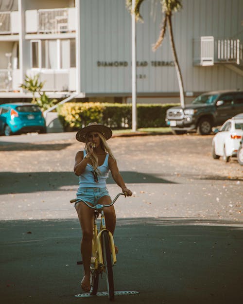 A Beautiful Woman Riding a Bicycle