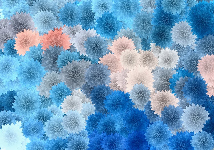 Floral Pattern On Blue Background