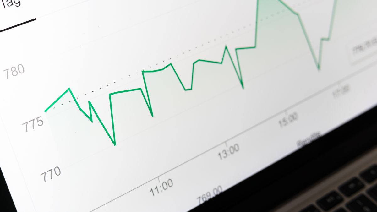 Detailed close-up of a financial graph on a computer screen showing data trends.