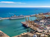 Tropical industrial harbor with cruise ships