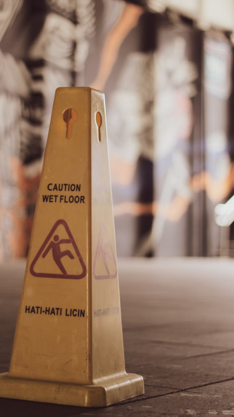 Wet Floor Yellow Warning Post 