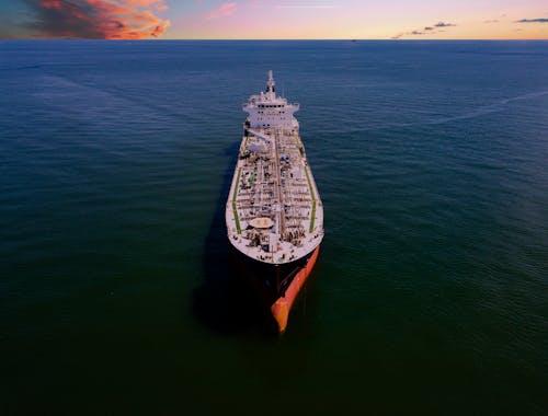 Free Drone Photography of an Oil Tanker at Sea Stock Photo