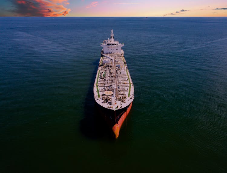 Drone Photography Of An Oil Tanker At Sea