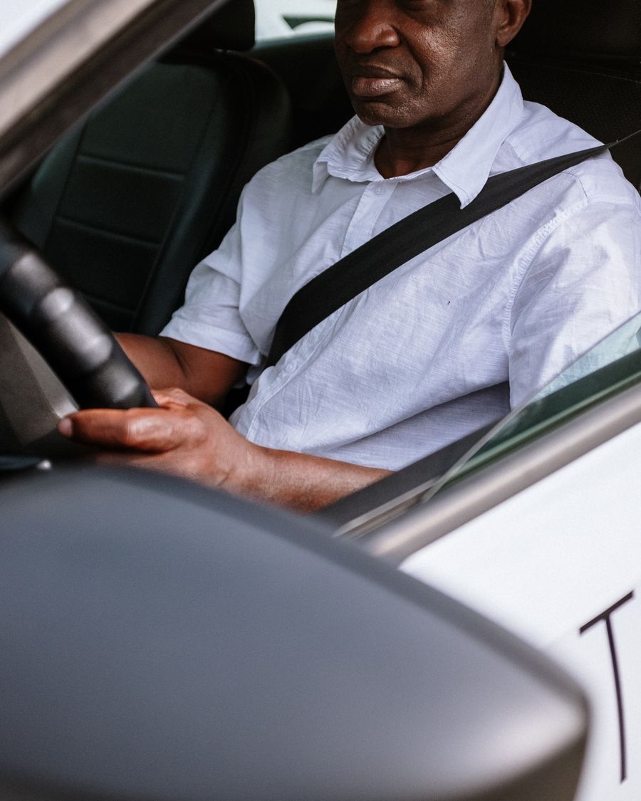 Youssef El Amrani at the wheel of a dual-control car