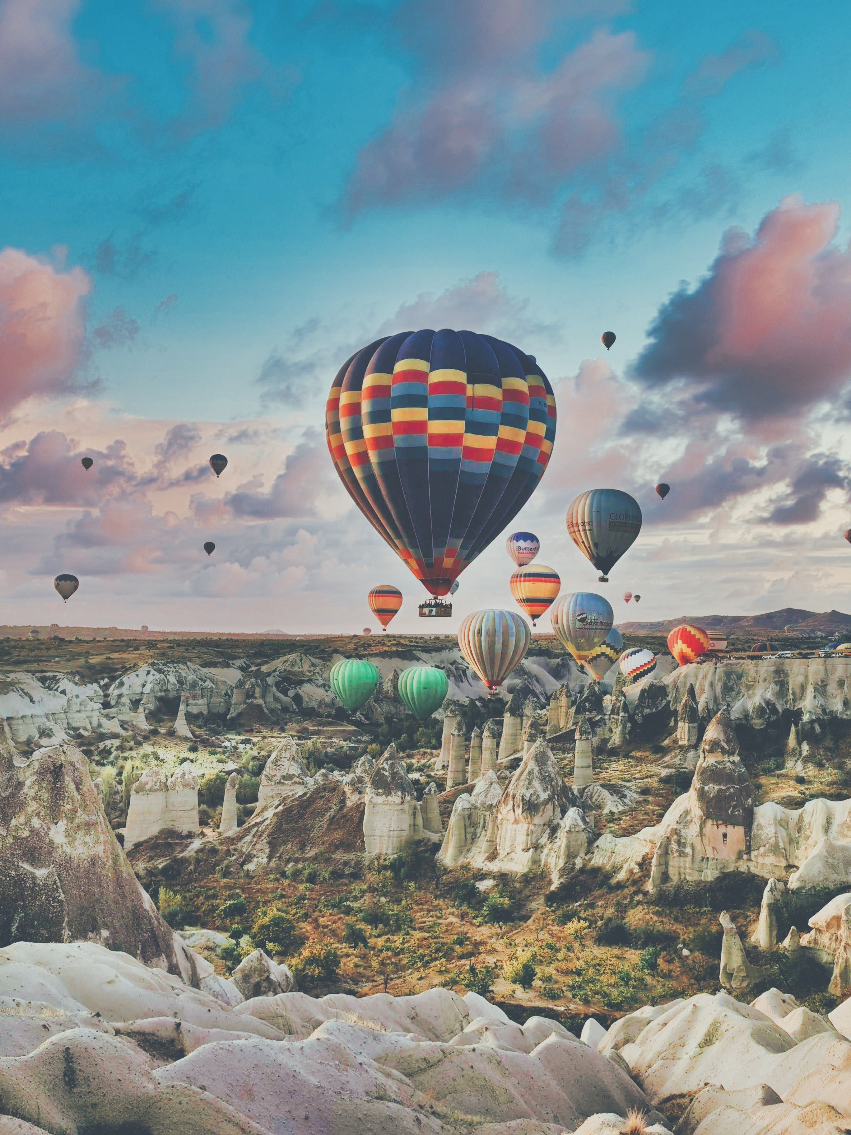 Aerial View of Hot Air Balloons Over Cappadocia · Free Stock Photo