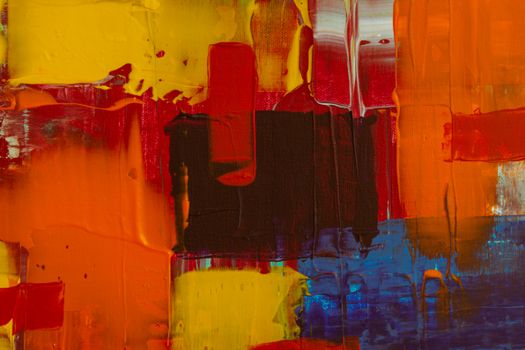 Vibrant abstract painting featuring bold brush strokes and rich colors.