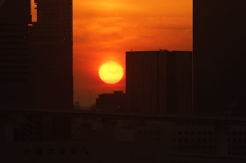 Free Silhouette of City Buildings During Sunset  Stock Photo