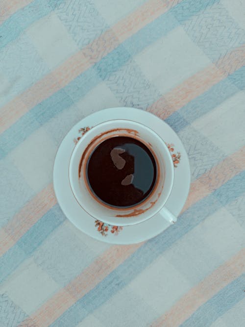 Free Chocolate Drink in Ceramic Cup with Saucer Stock Photo